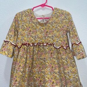Bonnie Jean Floral Dress with Yellow and Pink Accents